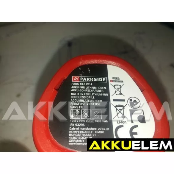 AKKUFELÚJÍTÁS Parkside PABS 10.8V C2-1 (2100mAh  felújítva)
