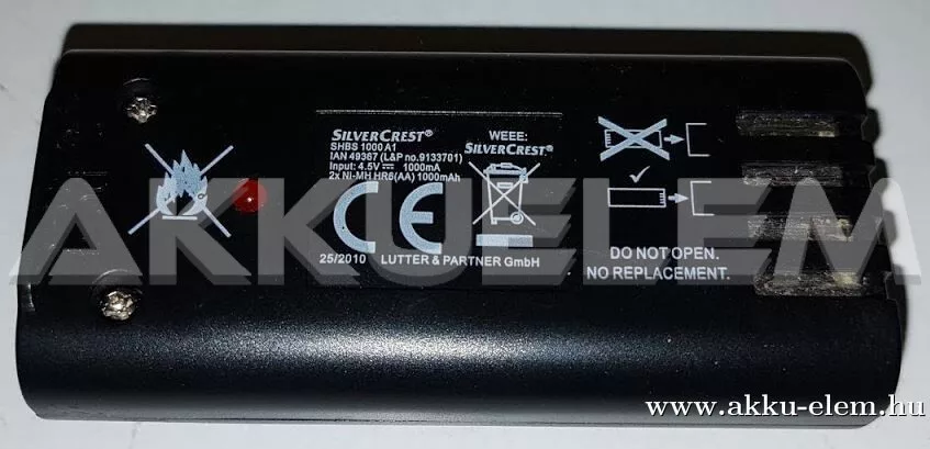 AKKUFELÚJÍTÁS Silver Crest SHBS 1000 A1 2.4V 1000mAh