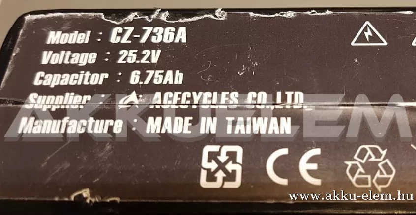 AKKUFELÚJÍTÁS Kerékpár akku CZ-736A 25.2V 6.75Ah