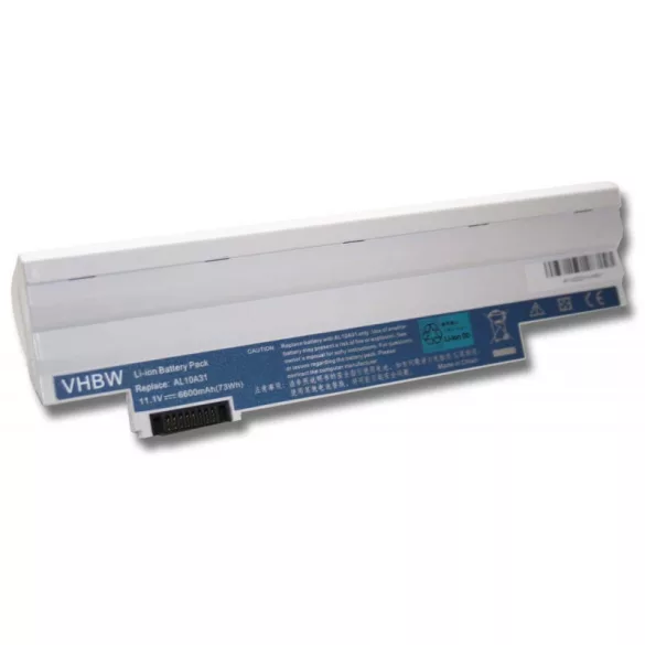 Acer Aspire One D255 fehér 6600mAh utángyártott akkumulátor - VHBW