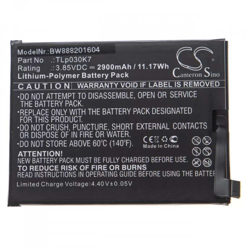 Alcatel 1S, TLp030K7, 2900mAh utángyártott akkumulátor Alcatel 1S, TLp030K7, 2900mAh utángyártott akkumulátor
