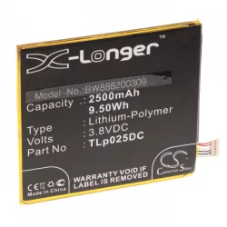   Alcatel OT-8050D, TLp025DC, 2500mAh utángyártott akkumulátor