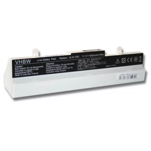 ASUS EEE-PC 1005 1005HA fehér -- 6600mAh utángyártott akkumulátor - VHBW