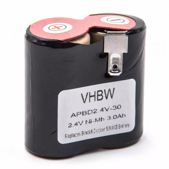 Black & Decker HC410 2.4V NI-MH 3000mAh utángyártott porszívó akkumulátor - VHBW