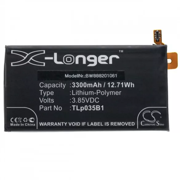 BlackBerry KEY2, TLp035B1, 3300mAh utángyártott akkumulátor - VHBW