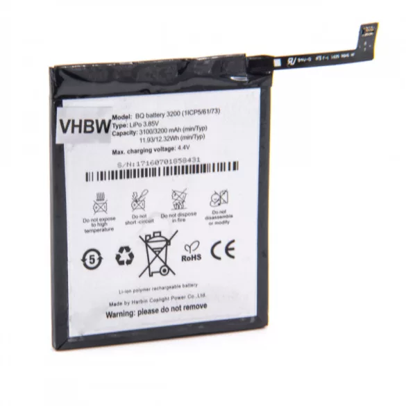 BQ Aquaris X5 Plus 3100mAh utángyártott akkumulátor - VHBW