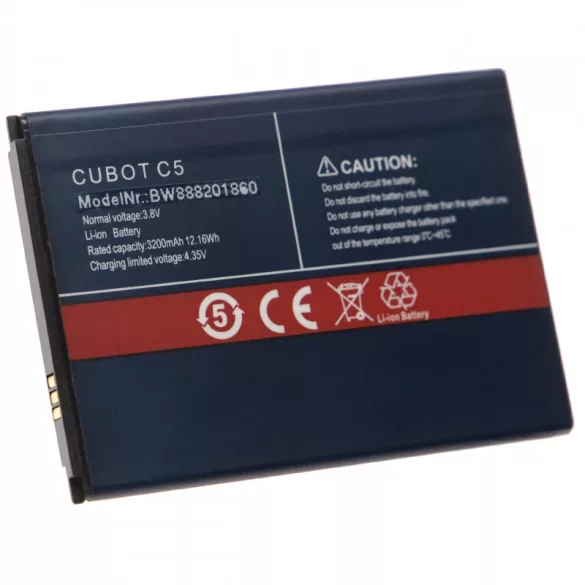 Cubot C5, 3200mAh utángyártott akkumulátor - VHBW