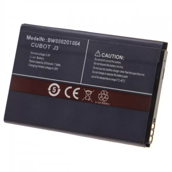 Cubot J3, 2000mAh utángyártott akkumulátor - VHBW