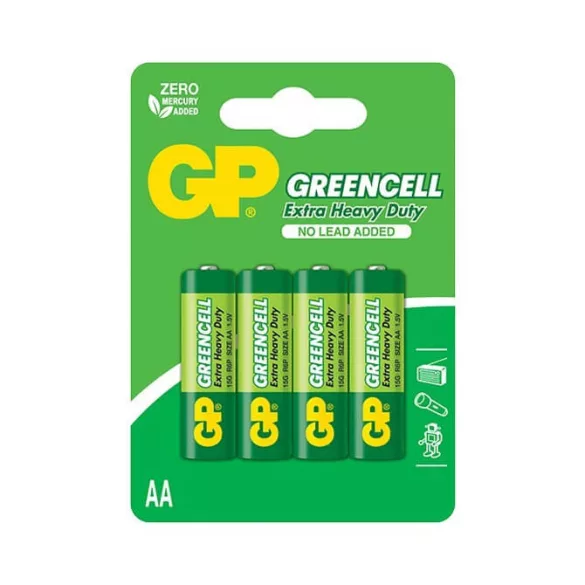 GP R6 AA Greencell 15G féltartós elem 4db/csomag (ár/csomag)
