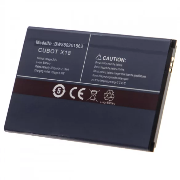 Cubot X18, 3200mAh utángyártott akkumulátor - VHBW