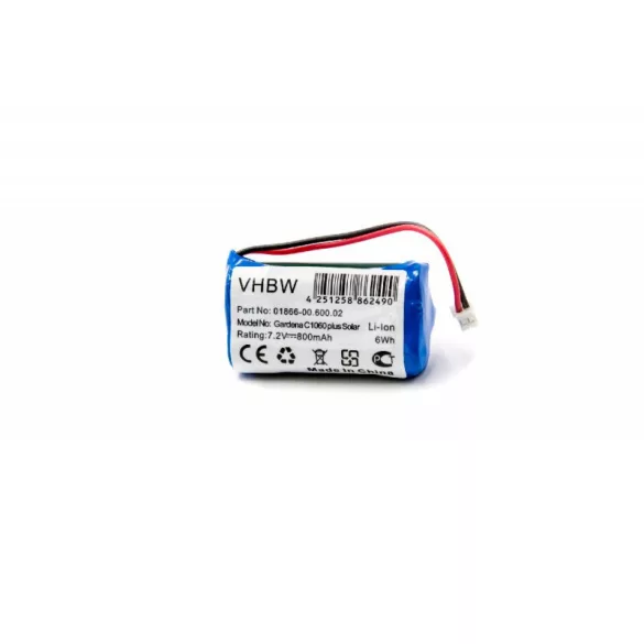 Gardena C1060 Plus Solar 7.4V Li-ion 800mAh utángyártott akkumulátor - VHBW