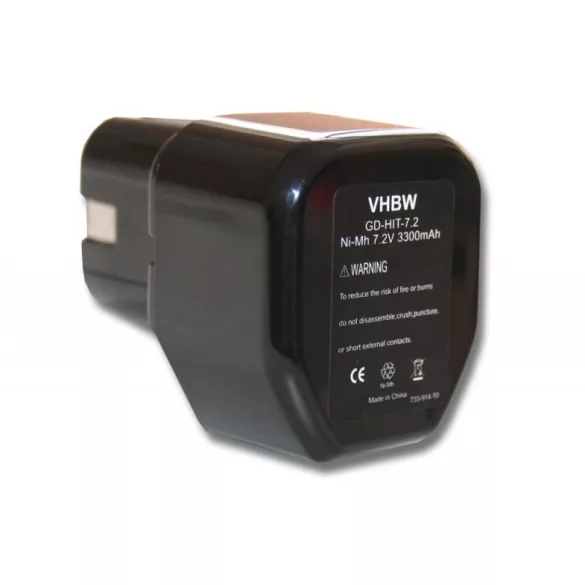 Hitachi EB712s 7.2V NI-MH 3300mAh utángyártott akkumulátor - VHBW