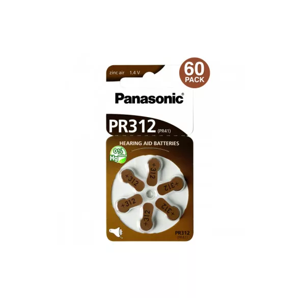 Panasonic ZA312 PR41 hallókészülék elem 6db/csomag (ár/csomag)