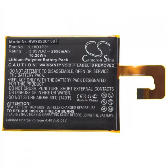 Lenovo Tab E7, L18D1P31, 2650mAh utángyártott akkumulátor - VHBW