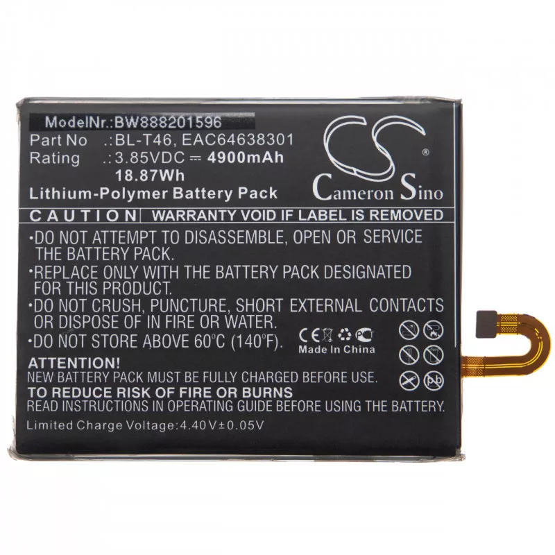 LG V60 ThinQ, BL-T46 4900mAh utángyártott akkumulátor LG V60 ThinQ, BL-T46 4900mAh utángyártott akkumulátor