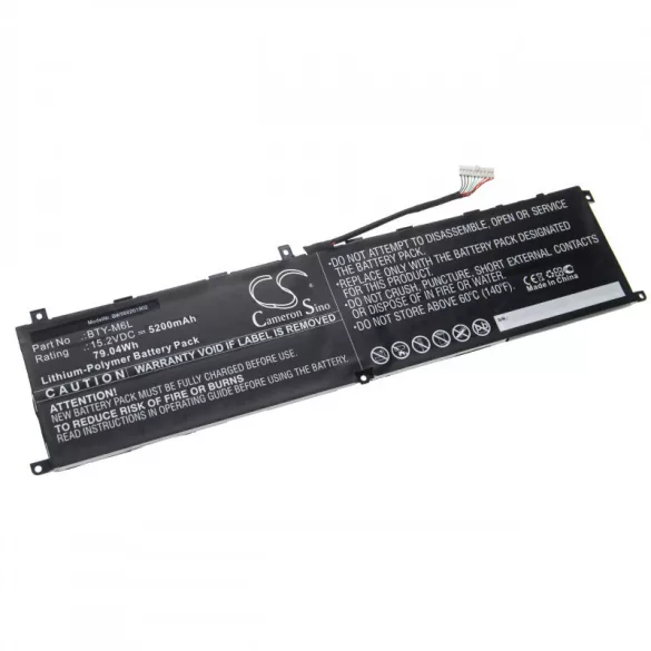 MSI GS65 Stealth Thin BTY-M6L 5200mAh utángyártott akkumulátor - VHBW