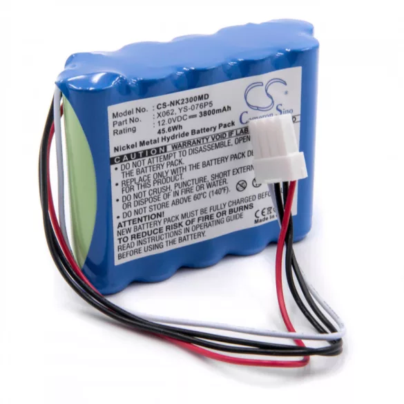 Nihon Kohden BSM-2300 12V, NI-MH, 3800mAh utángyártott akkumulátor - VHBW