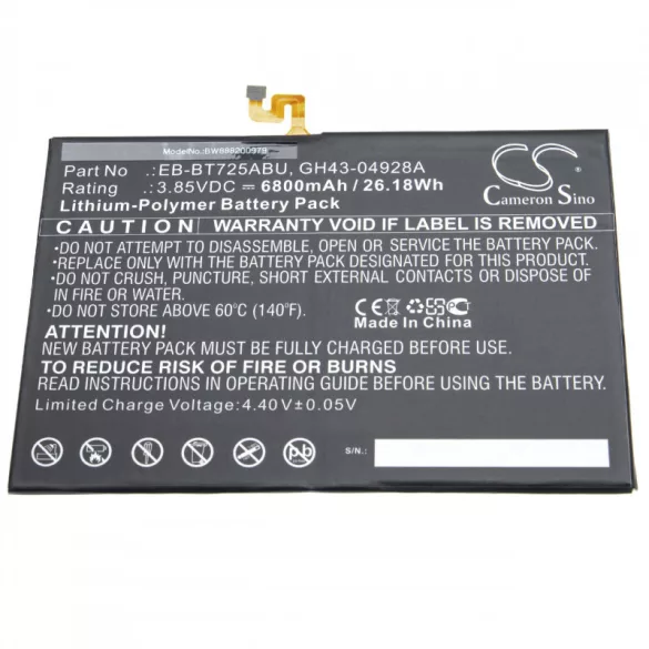Samsung Galaxy Tab S5e, EB-BT725ABU 6800mAh utángyártott akkumulátor - VHBW