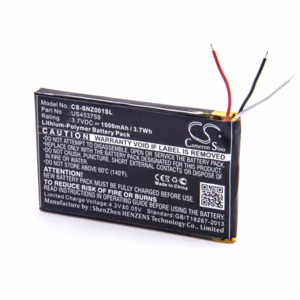 Sony NWZ-ZX1 Walkman 1000mAh utángyártott akkumulátor - VHBW