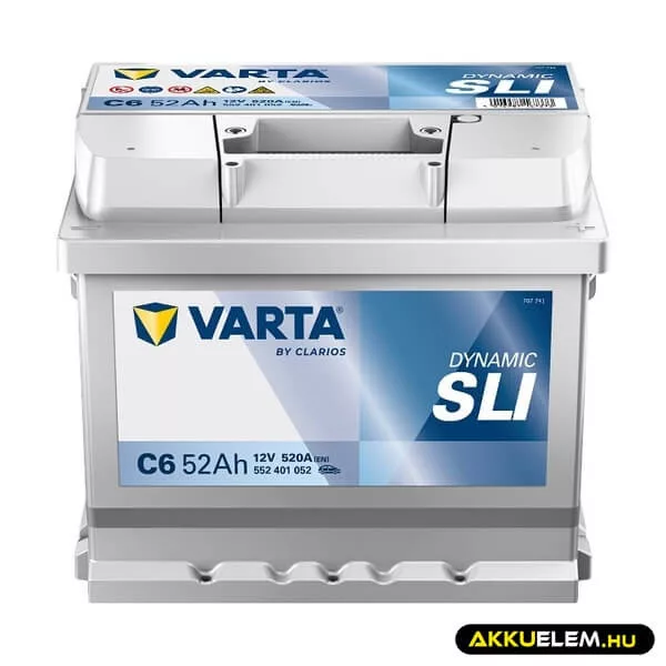 52Ah VARTA Dynamic C6 akkumulátor JOBB+ (552 401 052)