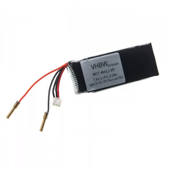 Syma X8C X8W Round Jack DS24 7.4V 2000mAh utángyártott RC jármű akkumulátor - VHBW