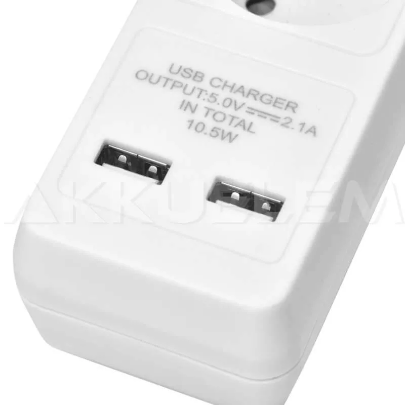 Hálózati hosszabbító 3 alj 2m kábel + kapcsoló + USB