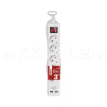 Hálózati hosszabbító 5 alj 3m kábel + kapcs + USB