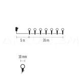 Karácsonyi füzér CHERRY 200 LED fehér 8 mode 20+5m IP44 230V adapterrel beltéri