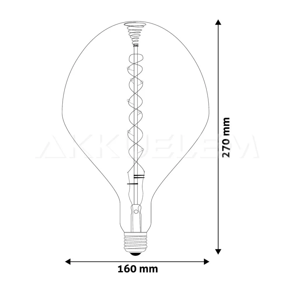 Avide Jumbo Filament E27 LED 8W Akashi 160*270mm Smoky 2400K dimm