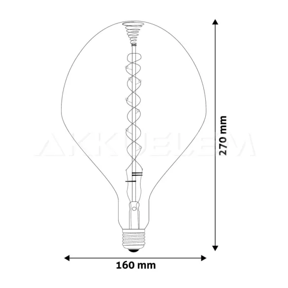 Avide Jumbo Filament E27 LED 8W Akashi 160*270mm Smoky 2400K dimm