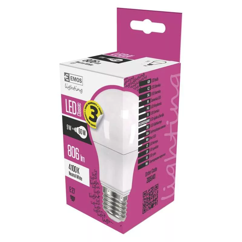 Classic LED-izzó A60 9W E27 NW (60W)806lm 4100K Classic LED-izzó A60 9W E27 NW (60W)806lm 4100K