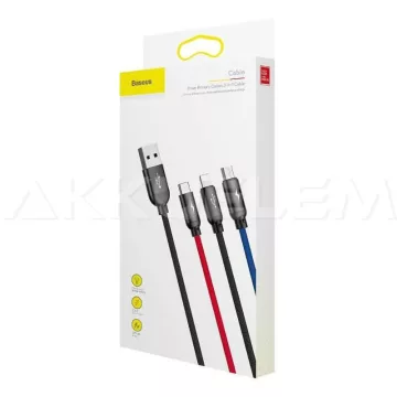   Baseus USB / USB-C / Lightning / microUSB 3in1 kábel USB 3,5A 1,2m