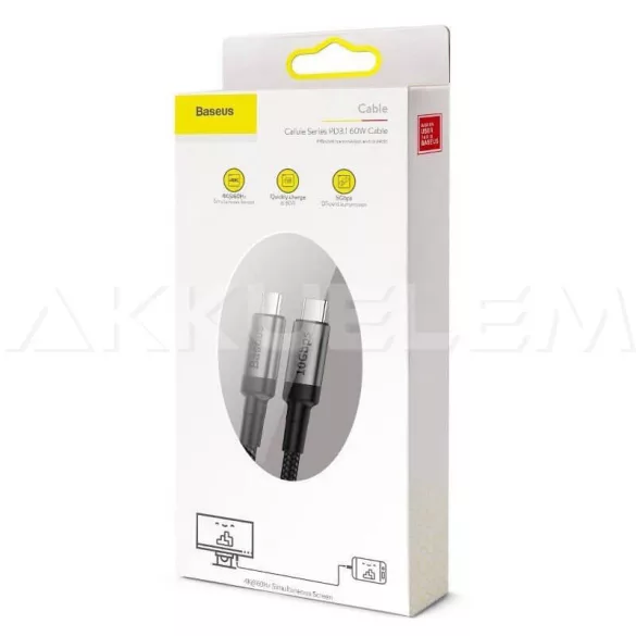 Baseus USB-C (Type-C) kábel textil 100W 5A 1m PD3.1 10Gbps