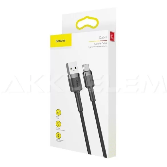 Baseus USB/USB-C kábel 3A 3m fekete textil