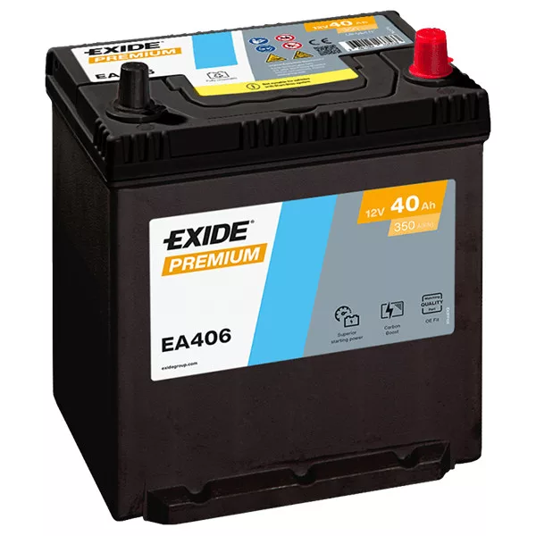 EXIDE Premium EA406 40Ah 350A peremes akkumulátor ASIA JOBB+ EXIDE Premium EA406 40Ah 350A peremes akkumulátor ASIA JOBB+