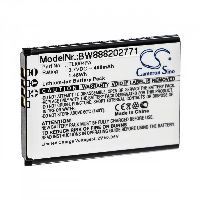 Utángyártott mobiltelefon akkumulátor Alcatel TLi004FA 400mAh 3.7V Li-ion Utángyártott mobiltelefon akkumulátor Alcatel TLi004FA 400mAh 3.7V Li-ion