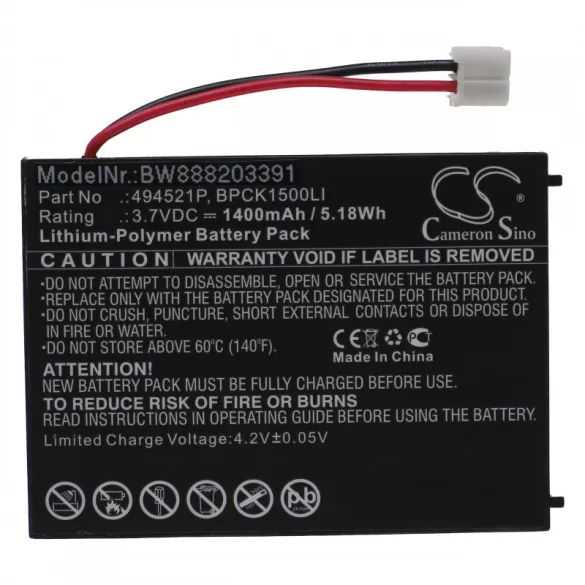 Utángyártott Audioline 494521P BPCK1500LI 1400mAh 3.7V Li-po babafigyelő akkumulátor - VHBW