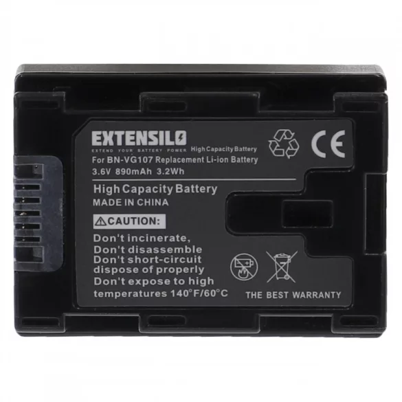Utángyártott JVC BN-VG107 BN-VG107E BN-VG107U BN-VG107US 890mAh 3.6V Li-ion kamera akkumulátor - VHBW