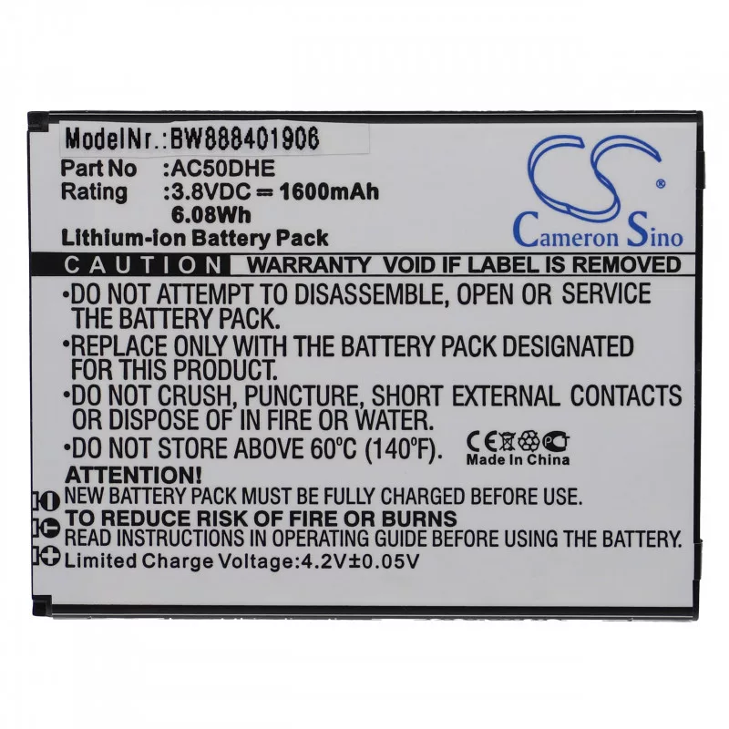   Utángyártott mobiltelefon akkumulátor Archos AC50DHE 1600mAh 3.8V Li-ion