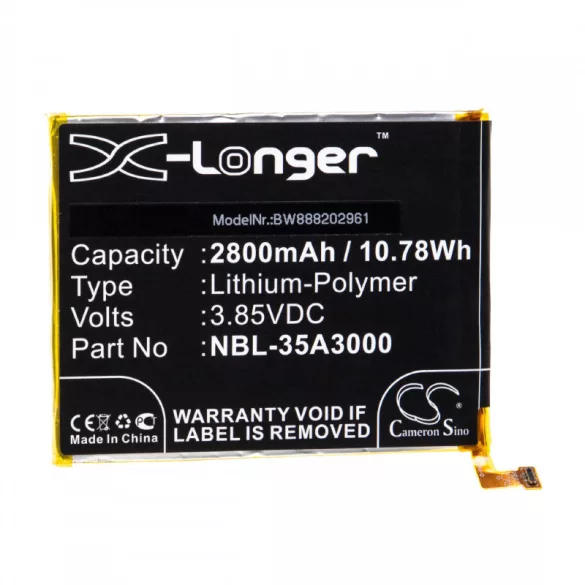Utángyártott mobiltelefon akkumulátor Neffos NBL-35A3000 2800mAh 3.85V Li-polymer - VHBW
