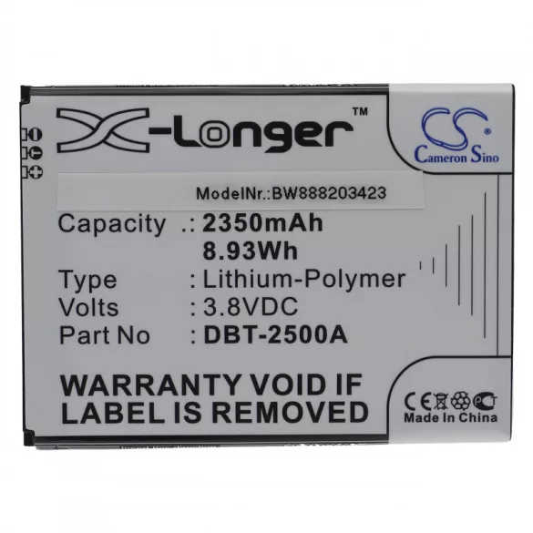 Utángyártott mobiltelefon akkumulátor Doro DBT-2500A 2350mAh 3.8V Li-polymer - VHBW