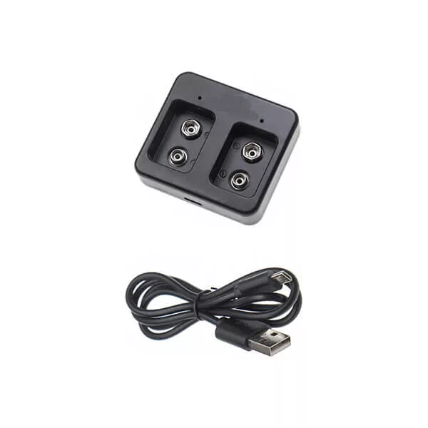 Két csatornás akkutöltő 9V Block akkukhoz Ni-MH / Ni-CD / Li-ion