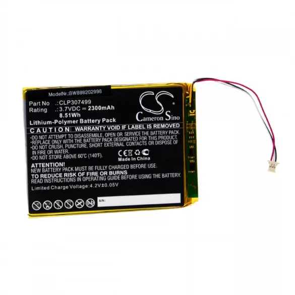 E-Book utángyártott akkumulátor Boyue CLP307499 2300mAh 3.7V Li-polymer - VHBW