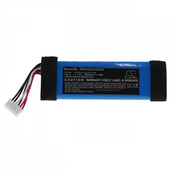 Utángyártott JBL 02-553-3494 L0748-LF 3000mAh 3.7V Li-po hordozható hangszóró akkumulátor - VHBW
