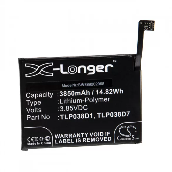 Utángyártott mobiltelefon akkumulátor T-Mobile / Alcatel TLP038D1 3850mAh 3.85V Li-polymer - VHBW