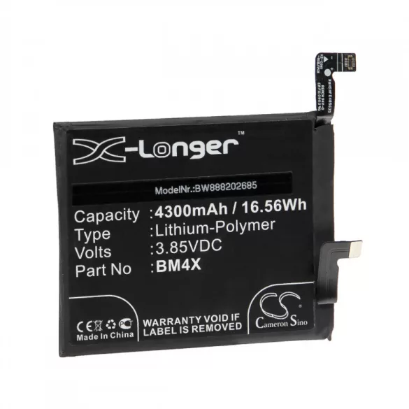 Utángyártott mobiltelefon akkumulátor Xiaomi BM4X 4300mAh 3.85V Li-polymer - VHBW