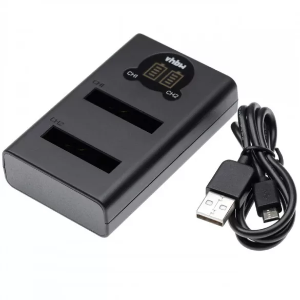 Két csatornás utángyártott akkutöltő USB akkutöltő Canon akkuhoz NB-6L - VHBW
