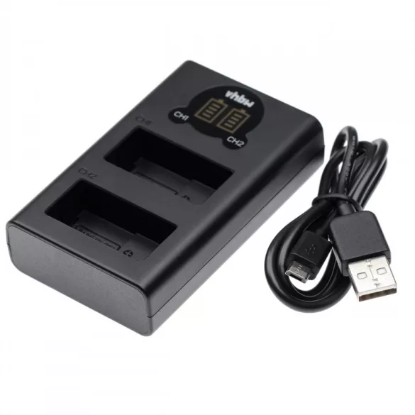 Két csatornás utángyártott akkutöltő USB akkutöltő Panasonic akkukhoz DMW-BLC12 - VHBW