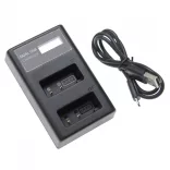 Két csatornás utángyártott akkutöltő (Micro USB / Type C) Canon akkuhoz LP-E17 LCD kijelzővel - VHBW