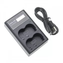   Két csatornás utángyártott akkutöltő (Micro USB / Type C) Canon akkuhoz BP-511 LCD kijelzővel